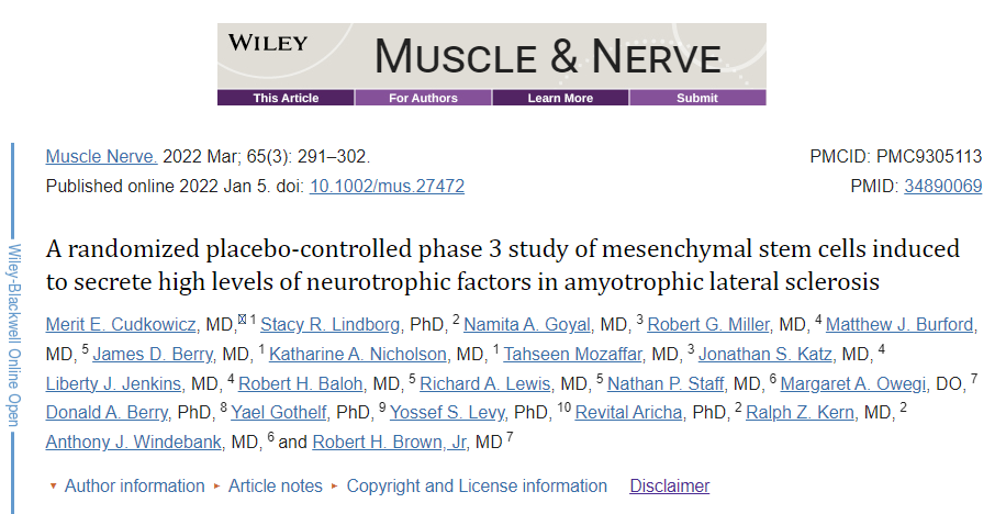干細胞移植技術(shù)治療漸凍癥的臨床3期試驗。
