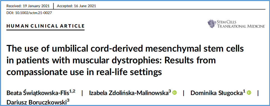 臍帶間充質(zhì)干細(xì)胞在肌營養(yǎng)不良癥患者中的應(yīng)用:現(xiàn)實(shí)生活中的同情使用結(jié)果 臍帶間充質(zhì)干細(xì)胞在肌營養(yǎng)不良癥患者中的應(yīng)用:現(xiàn)實(shí)生活中的同情使用結(jié)果