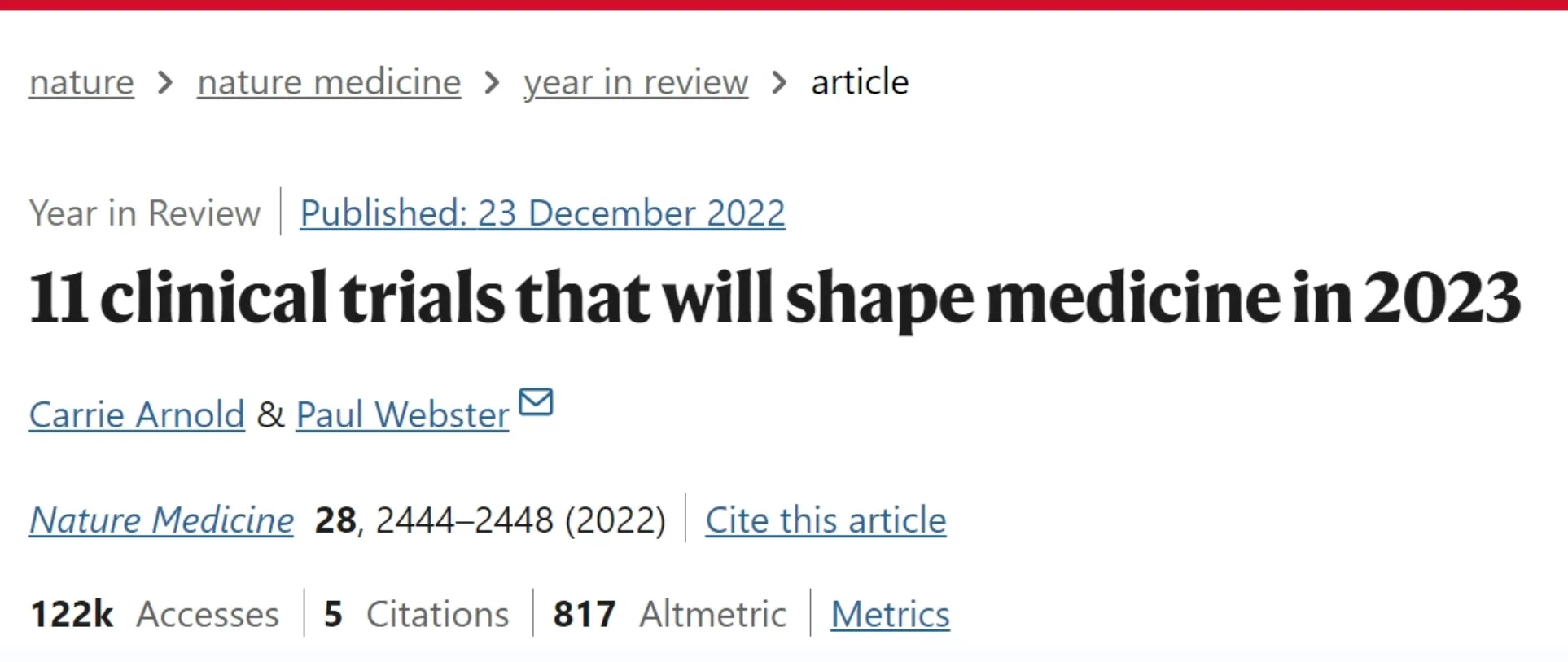 11個(gè)將在2023年改變醫(yī)學(xué)的臨床試驗(yàn)
