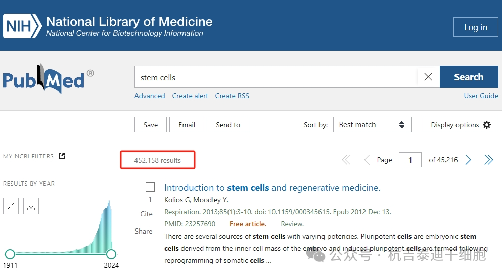 與干細(xì)胞相關(guān)的文獻(xiàn)累計(jì)超過(guò)45.21萬(wàn)篇