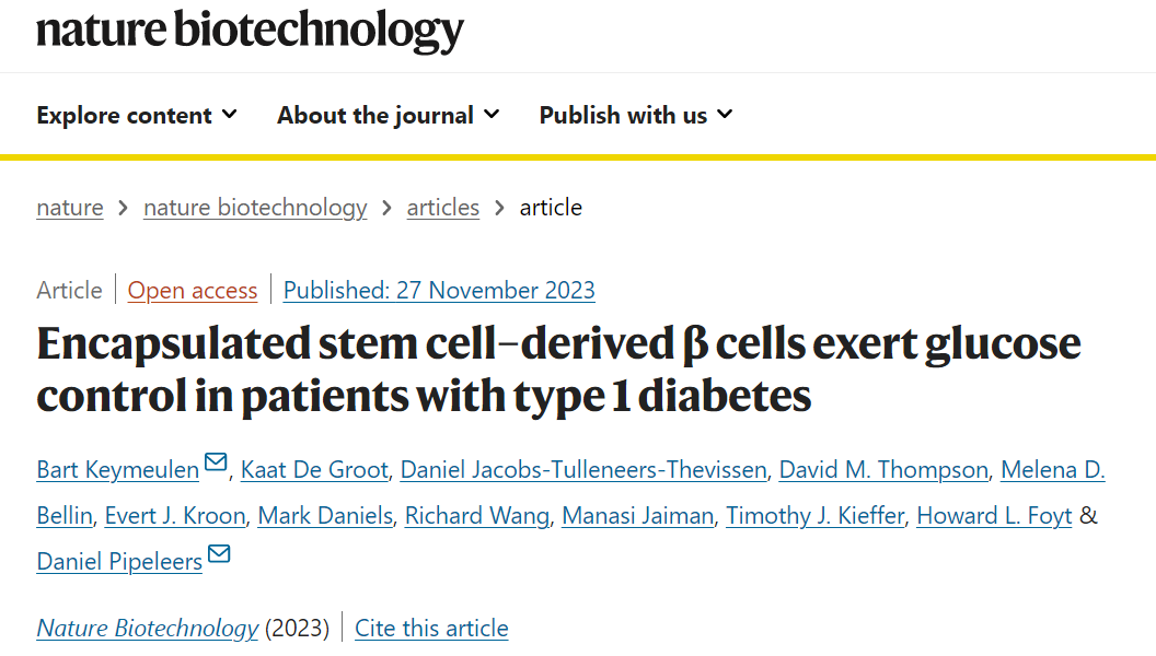 包囊干細(xì)胞衍生的B細(xì)胞對(duì)1型糖尿病患者的血糖控制作用 包囊干細(xì)胞衍生的B細(xì)胞對(duì)1型糖尿病患者的血糖控制作用
