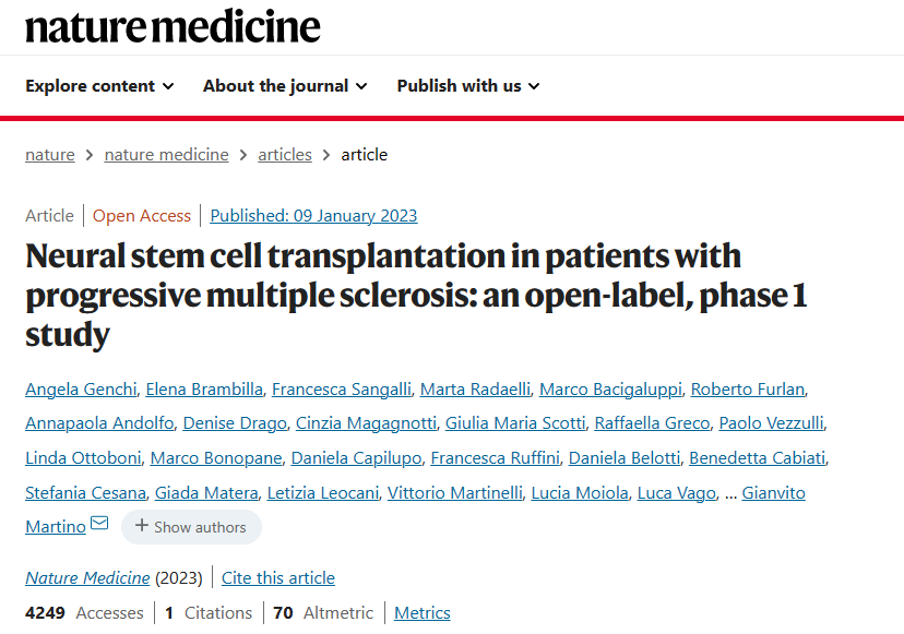 進(jìn)行性多發(fā)性硬化癥患者的神經(jīng)干細(xì)胞移植：一項(xiàng)開放標(biāo)簽、I 期研究
