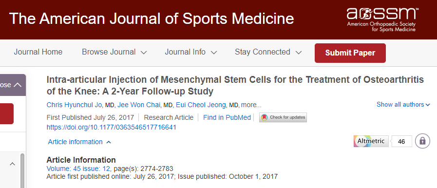 關(guān)節(jié)內(nèi)注射間充質(zhì)干細(xì)胞治療骨關(guān)節(jié)炎