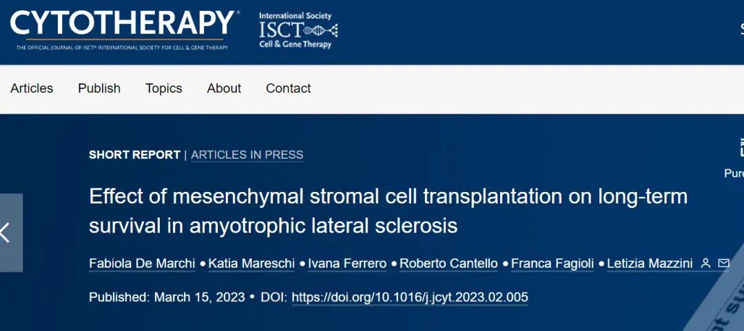 間充質(zhì)干細(xì)胞移植對肌萎縮側(cè)索硬化患者長期生存的影響。