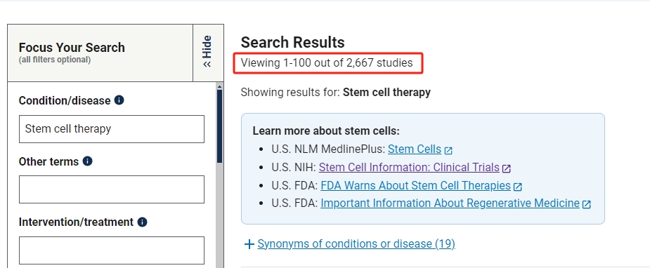 1999年至2024年6月期間，共進(jìn)行了2,667項(xiàng)干細(xì)胞臨床試驗(yàn)。