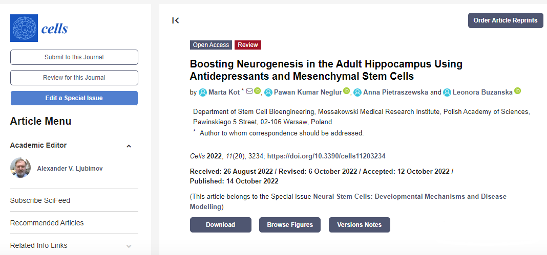 利用抗抑郁藥和間充質(zhì)干細(xì)胞促進(jìn)成年海馬的神經(jīng)發(fā)生