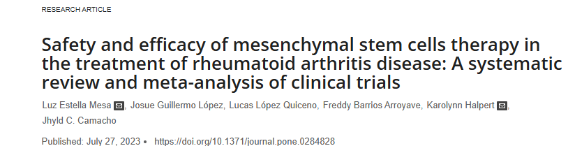 《間充質(zhì)干細(xì)胞治療類風(fēng)濕關(guān)節(jié)炎疾病的安全性和有效性：臨床試驗的系統(tǒng)評價和薈萃分析》