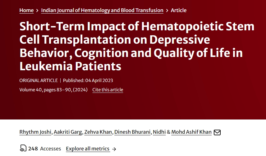 造血干細(xì)胞移植對(duì)白血病患者抑郁行為、認(rèn)知和生活質(zhì)量的短期影響
