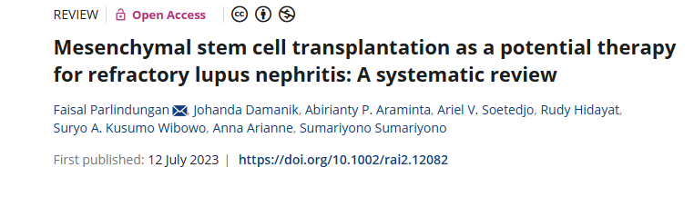《間充質(zhì)干細(xì)胞移植作為難治性狼瘡性腎炎的潛在治療方法：系統(tǒng)評(píng)價(jià)》