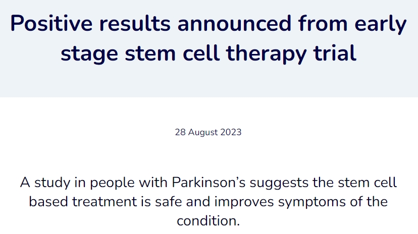 一項(xiàng)針對(duì)帕金森病患者的研究表明，基于干細(xì)胞的治療是安全的，并能改善帕金森病的癥狀。