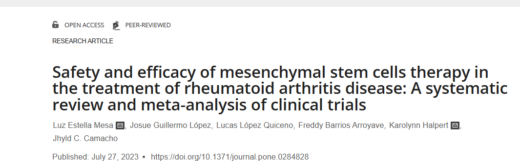 《間充質(zhì)干細(xì)胞治療類風(fēng)濕關(guān)節(jié)炎疾病的安全性和有效性:臨床試驗(yàn)的系統(tǒng)評(píng)價(jià)和薈萃分析》 《間充質(zhì)干細(xì)胞治療類風(fēng)濕關(guān)節(jié)炎疾病的安全性和有效性:臨床試驗(yàn)的系統(tǒng)評(píng)價(jià)和薈萃分析》