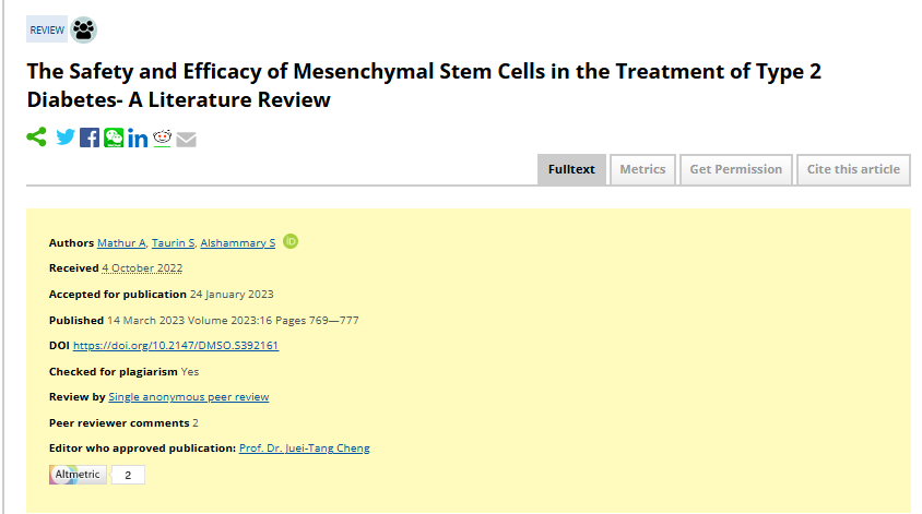 《間充質(zhì)干細(xì)胞治療 2 型糖尿病的安全性和有效性 - 文獻(xiàn)綜述》 《間充質(zhì)干細(xì)胞治療 2 型糖尿病的安全性和有效性 - 文獻(xiàn)綜述》