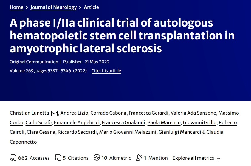 自體造血干細(xì)胞移植治療肌萎縮側(cè)索硬化癥的I/IIa期臨床試驗 自體造血干細(xì)胞移植治療肌萎縮側(cè)索硬化癥的I/IIa期臨床試驗