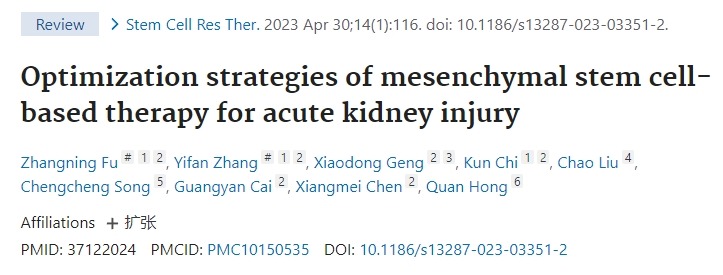 間充質(zhì)干細(xì)胞治療急性腎損傷的優(yōu)化策略 間充質(zhì)干細(xì)胞治療急性腎損傷的優(yōu)化策略