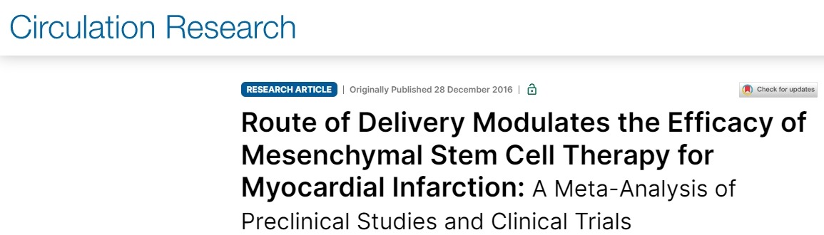 間充質(zhì)干細(xì)胞治療心肌梗死的療效受給藥途徑的影響:臨床前研究與臨床試驗(yàn)的分析