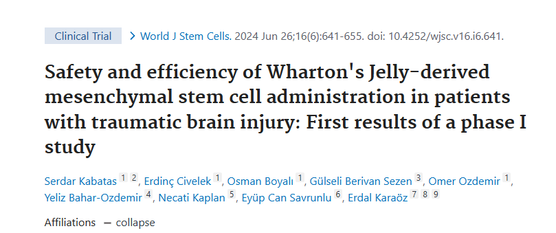 華通氏膠衍生的間充質干細胞對創(chuàng)傷性腦損傷患者進行治療的安全性和有效性：第一階段研究的初步結果