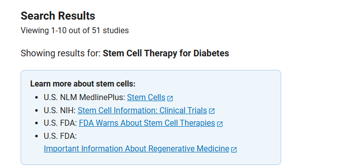 干細(xì)胞治療糖尿病臨床研究項(xiàng)目有51項(xiàng),已完成的有18項(xiàng) 干細(xì)胞治療糖尿病臨床研究項(xiàng)目有51項(xiàng),已完成的有18項(xiàng)