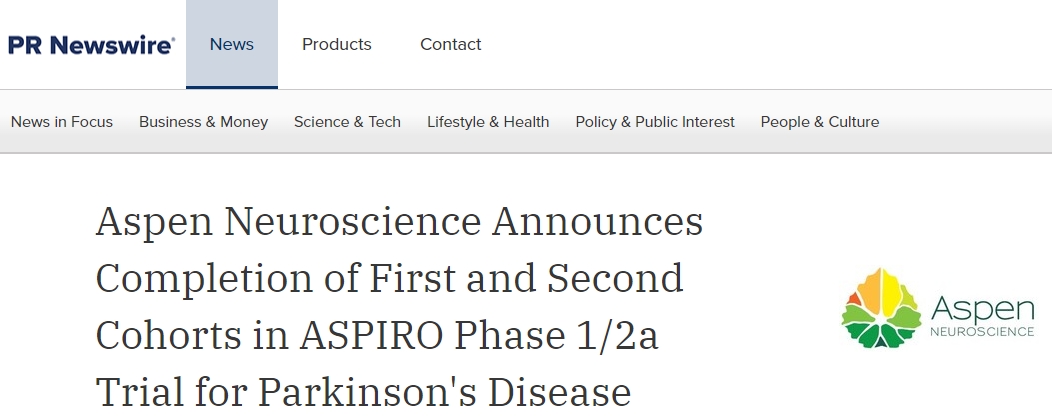 Aspen Neuroscience 宣布 ASPIRO 帕金森病 1/2a 期臨床試驗(yàn)首批患者完成給藥 Aspen Neuroscience 宣布 ASPIRO 帕金森病 1/2a 期臨床試驗(yàn)首批患者完成給藥