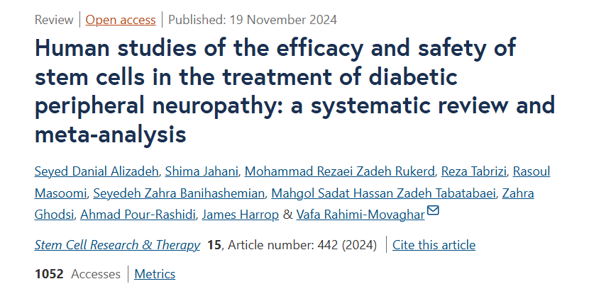 干細(xì)胞治療糖尿病周圍神經(jīng)病變的療效和安全性的人體研究：系統(tǒng)評(píng)價(jià)和薈萃分析