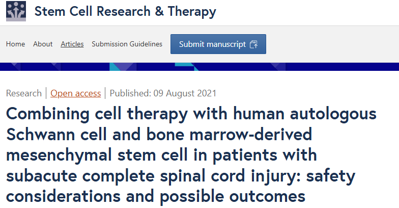 亞急性完全性脊髓損傷患者聯(lián)合使用人自體雪旺細胞和骨髓間充質(zhì)干細胞進行細胞治療