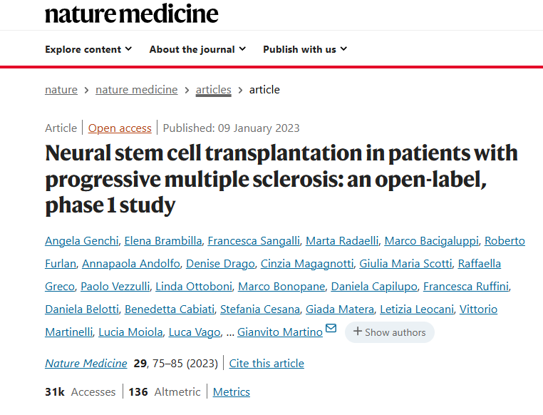 進(jìn)行性多發(fā)性硬化癥患者的神經(jīng)干細(xì)胞移植：一項(xiàng)開(kāi)放標(biāo)簽、I 期研究