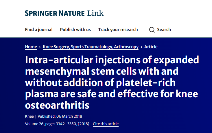 關(guān)節(jié)內(nèi)注射擴增的間充質(zhì)干細胞（無論是否添加富血小板血漿）對治療膝關(guān)節(jié)骨關(guān)節(jié)炎都是安全有效的