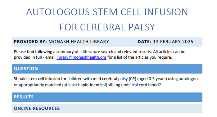 自體干細(xì)胞輸注用于治療腦癱