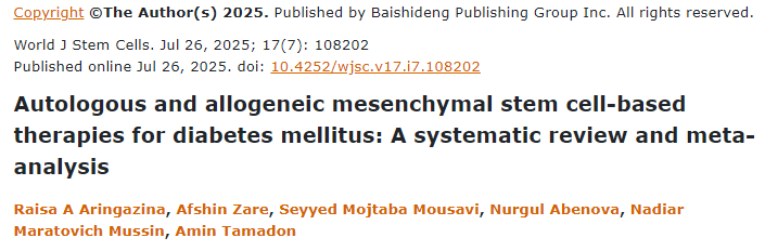 自體和異體間充質(zhì)干細(xì)胞治療糖尿?。合到y(tǒng)評價和薈萃分析