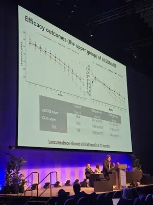 在澳大利亞墨爾本舉行的 PACTALS 2025 國際 ALS 大會上，CorestemChemon 公司展示了其“Neuronata-R”產(chǎn)品（圖片來源：CorestemChemon）。