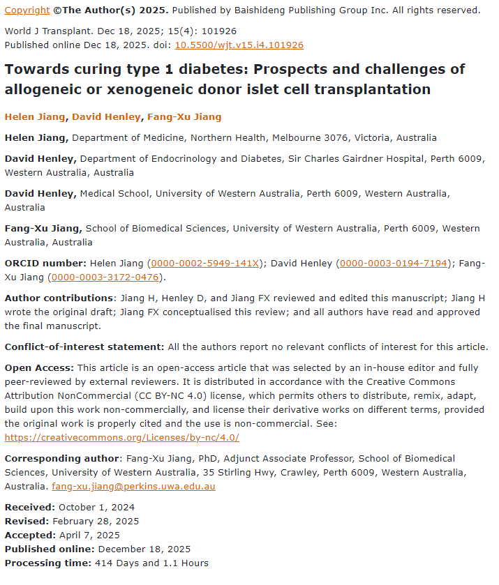 邁向治愈1型糖尿病：同種異體或異種供體胰島細(xì)胞移植的前景與挑戰(zhàn)