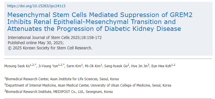 間充質(zhì)干細(xì)胞介導(dǎo)的GREM2抑制可抑制腎臟上皮-間充質(zhì)轉(zhuǎn)化并減緩糖尿病腎病的進展 間充質(zhì)干細(xì)胞介導(dǎo)的GREM2抑制可抑制腎臟上皮-間充質(zhì)轉(zhuǎn)化并減緩糖尿病腎病的進展