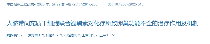 人臍帶間充質(zhì)干細(xì)胞聯(lián)合褪黑素對(duì)化療所致卵巢功能不全的治療作用及機(jī)制 人臍帶間充質(zhì)干細(xì)胞聯(lián)合褪黑素對(duì)化療所致卵巢功能不全的治療作用及機(jī)制