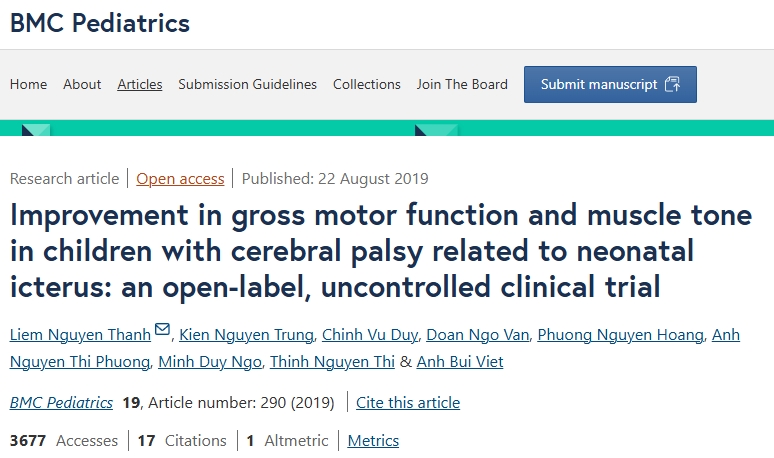 改善新生兒黃疸型腦癱患兒的大運動功能和肌張力：一項開放標簽、非對照臨床試驗