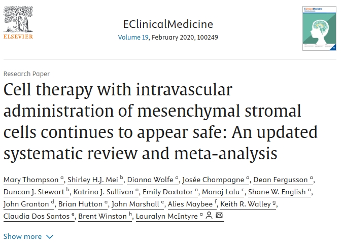 間充質(zhì)基質(zhì)細胞血管內(nèi)給藥的細胞療法仍然被認為是安全的：最新的系統(tǒng)評價和薈萃分析