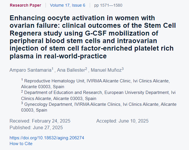 增強(qiáng)卵巢衰竭女性的卵母細(xì)胞活化:干細(xì)胞再生研究在現(xiàn)實(shí)世界實(shí)踐中使用 G-CSF 動(dòng)員外周血干細(xì)胞和卵巢內(nèi)注射富含干細(xì)胞因子的富血小板血漿的臨床結(jié)果 增強(qiáng)卵巢衰竭女性的卵母細(xì)胞活化:干細(xì)胞再生研究在現(xiàn)實(shí)世界實(shí)踐中使用 G-CSF 動(dòng)員外周血干細(xì)胞和卵巢內(nèi)注射富含干細(xì)胞因子的富血小板血漿的臨床結(jié)果