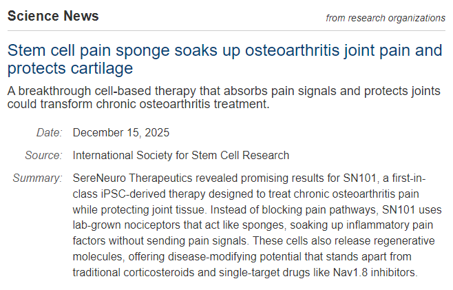 干細(xì)胞止痛海綿可吸收骨關(guān)節(jié)炎關(guān)節(jié)疼痛并保護(hù)軟骨