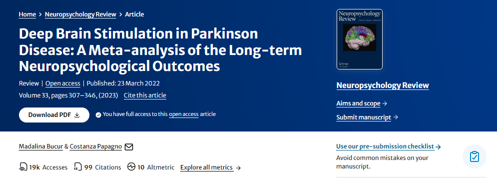 帕金森病的深部腦刺激:長期神經(jīng)心理學結(jié)果的薈萃分析 帕金森病的深部腦刺激:長期神經(jīng)心理學結(jié)果的薈萃分析