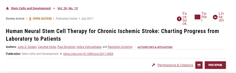 人類神經(jīng)干細胞療法治療慢性缺血性中風(fēng)：從實驗室到患者的進展