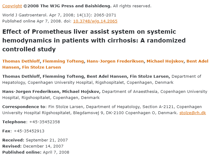 Prometheus肝臟輔助系統(tǒng)對肝硬化患者全身血液動力學(xué)的影響：一項(xiàng)隨機(jī)對照研究